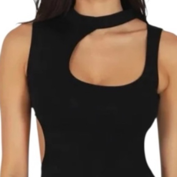 OW Collection Jen Dress Black Caviar Cut Out Mini Stretch Dress Large - Picture 13 of 14